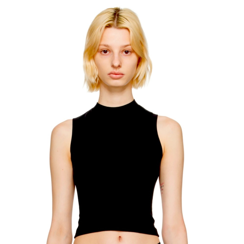SKIMS
Black Cotton Jersey Mock Neck Tank Top Size S